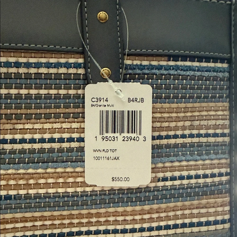 Coach Field Tote in Upwoven Leather, C3914, NWT